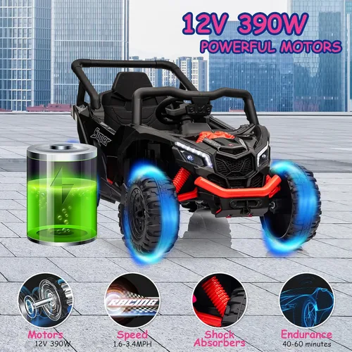 Miniatura 2 de Run Fast - Automóvil eléctrico de 12 V para niños con control remoto para padres, juguete de paseo con batería eléctrica para niños de 3 a 5 años