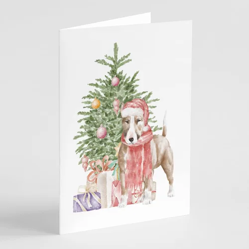 Miniatura 5 de Caroline's Treasures CK8213GCA7P Bulldog, Bulldog Inglés #2 - Tarjetas de felicitación y sobres de árbol de Navidad, paquete de 8 tarjetas en blanco