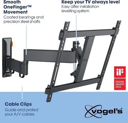 Miniatura 4 de Vogel's TVM 3445 Soporte de pared para TV de movimiento completo para televisores de 32 a 65 pulgadas, máx. 55 libras, giratorio hasta 180º, soporte