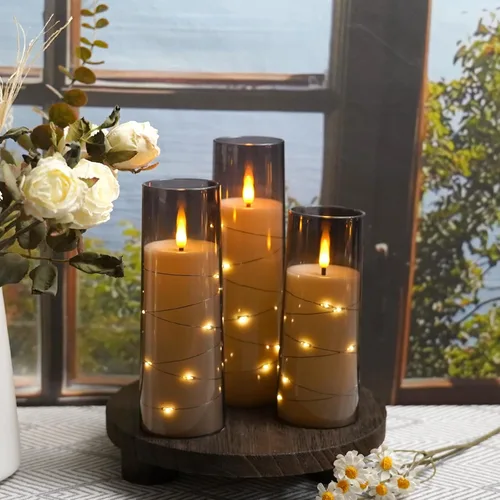 Miniatura 3 de kakoya Velas LED sin llama con temporizador 9 piezas Velas parpadeantes sin llama para ambiente romántico y decoración del hogar Carcasa acrílica