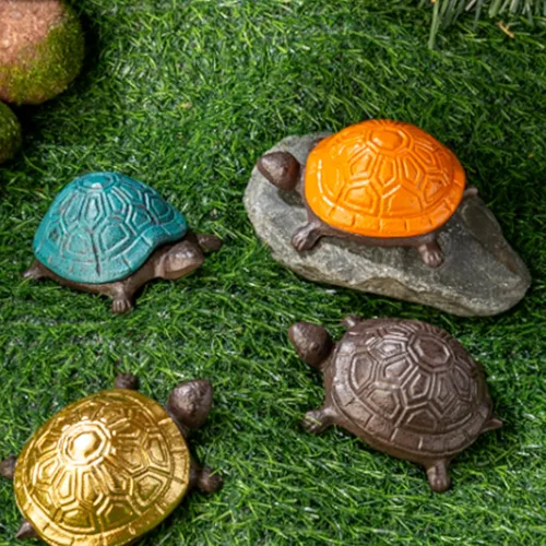 Miniatura 7 de Ocultadores de llaves de repuesto exteriores de hierro fundido en forma de tortuga, para ocultar llaves y decorar jardín, azul antiguo