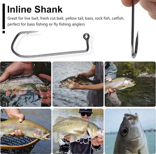 Miniatura 6 de Ganchos de plantilla Aberdeen de 90 grados, 110 piezas de mango largo forjados Duratin Jig Hooks Heavy Wire Jig Ganchos de pesca de acero de alto
