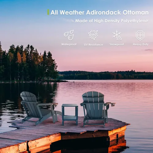 Miniatura 5 de GreenVines Adirondack - Juego de 2 otomanas de polietileno de alta densidad para todo tipo de clima, reposapiés plegable de plástico Adirondack