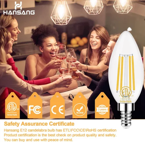 Miniatura 2 de Bombilla LED E12 para candelabro, 2700 K, blanco cálido, equivalente a 40 W, bombillas tipo B con forma de vela de 4 W, bombilla LED B11 para Luz