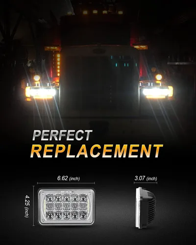 Miniatura 6 de SPL Faros delanteros LED aprobados por DOT de 60 W, 4 x 6 pulgadas, con DRL y haz sellado Hi/Lo para H4651 H4652 H4656 H4666 H6545 Freightliner