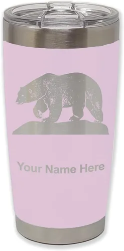 Miniatura 27 de LaserGram Vaso aislado al vacío de 20 onzas, oso polar, grabado personalizado incluido (negro)