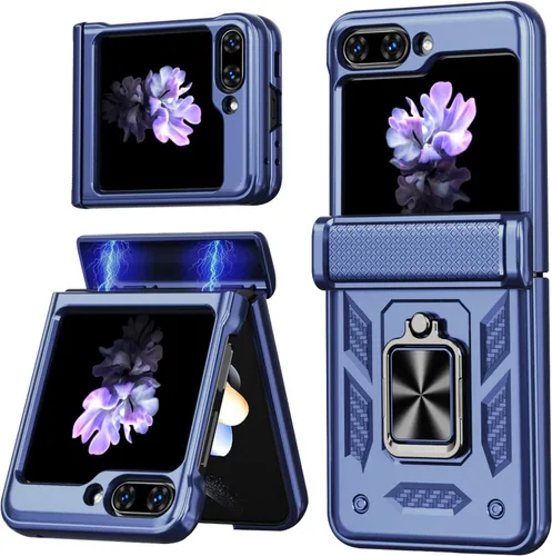 Miniatura 8 de Funda para Samsung Galaxy Z Flip 5 5G con protección de bisagra, cubierta de cámara deslizante resistente militar para caídas, soporte magnético