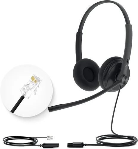Auriculares de teléfono Yealink para teléfonos de oficina YHS34 Lite QD a RJ9 con cable compatible con Poly Snom Grandstream Teléfonos de
