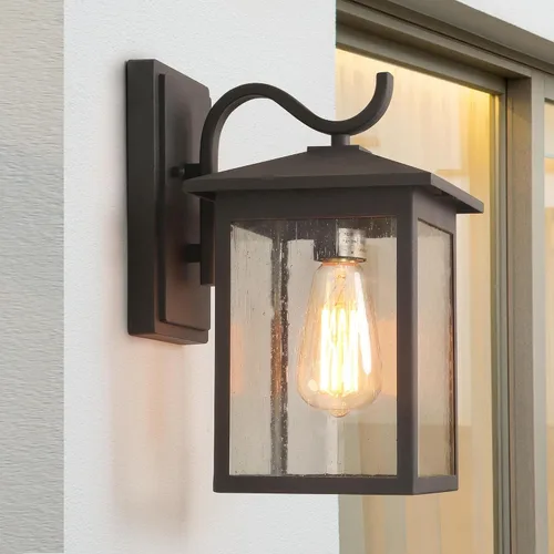 Miniatura 10 de Log BARN Faroles de pared para exteriores, aplique de 1 lámpara, lámparas exteriores de montaje en pared, luces de porche en acabado negro