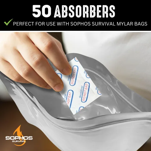 Miniatura 4 de 50 paquetes de absorbentes de oxígeno de 500 cc (paquete de 10 en bolsa individual al vacío) Absorbentes de oxígeno seguros para alimentos por