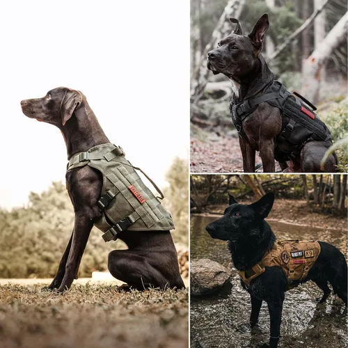 Miniatura 6 de OneTigris Arnés táctico para perros pequeños, arnés de perro pequeño sin tirones con asas, chaleco transpirable con sistema Molle para perros