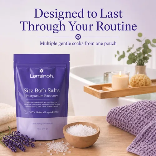 Miniatura 3 de Lansinoh Sales de Baño de Asiento, Esenciales Posparto y Tratamiento de Hemorroides, Remojo de Baño de Sales de Epsom con Aceite de Lavanda, Olíbano