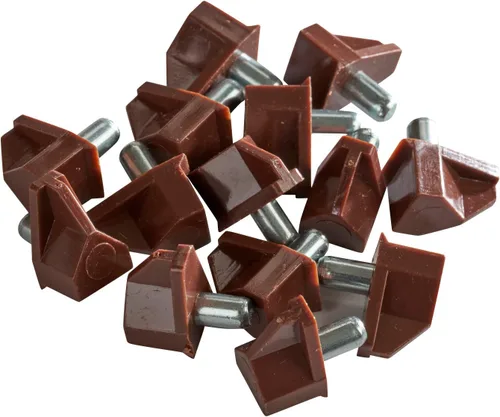 Rok Hardware - Juego de 20 soportes para estantes de 0.197 in, color marrón, clavija de acero para armario de cocina, estantes de libros