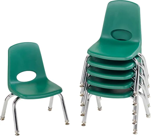 Miniatura 13 de FDP 16" Silla apilable escolar, silla de estudiante apilable con patas de acero cromado y ruedas; para aprendizaje en casa o en el aula - Gris claro