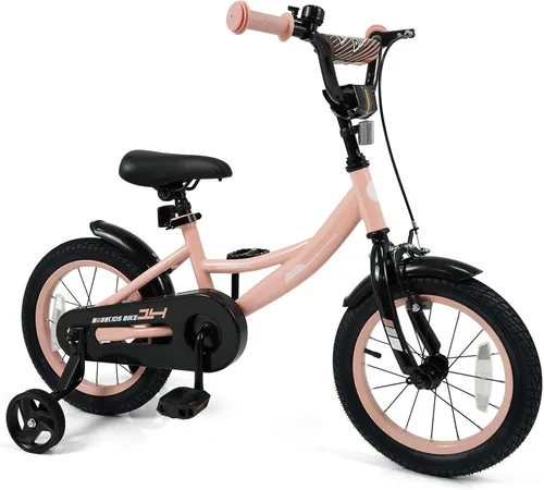 Miniatura 13 de BABY JOY Bicicleta para niños, bicicleta deportiva de 12 a 18 pulgadas con ruedas de entrenamiento extraíbles, asiento y manubrio ajustables, freno