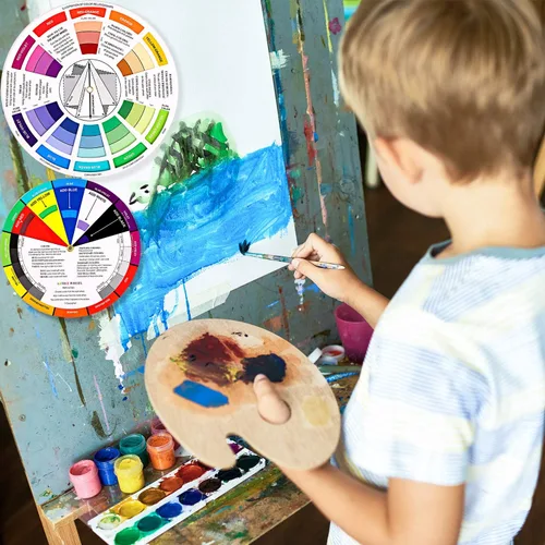 Miniatura 6 de Outus 2 Piezas Rueda de Colores, Guía de Aprendizaje de Mezcla de Pintura Herramienta de Enseñanza de Arte Ruedas de Color para Tabla de Mezcla