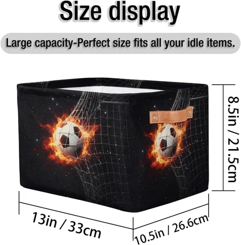 Miniatura 4 de AUUXVA Cesta de almacenamiento para fútbol, bola de fuego, caja de cubo de almacenamiento deportiva, de lona duradera, plegable, cesta organizadora