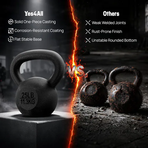 Miniatura 5 de Yes4All Pesa rusa de hierro fundido, pesas rusas para entrenamiento de fuerza 5-80 libras (5, 10, 15, 20, 25, 30, 35, 40, 45, 50, 60, 70, 80 libras)