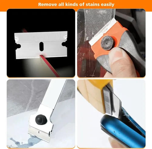 Miniatura 6 de EHDIS 100 cuchillas de afeitar – Cuchillas de afeitar de acero inoxidable con borde recto para rascador de pintura, cortador de caja, uso industrial