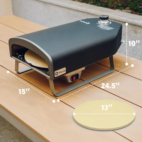 Miniatura 2 de Horno de pizza a gas con piedra giratoria automática, horno portátil de gas propano para cocinar al aire libre, cocina, patio, fiesta, playa