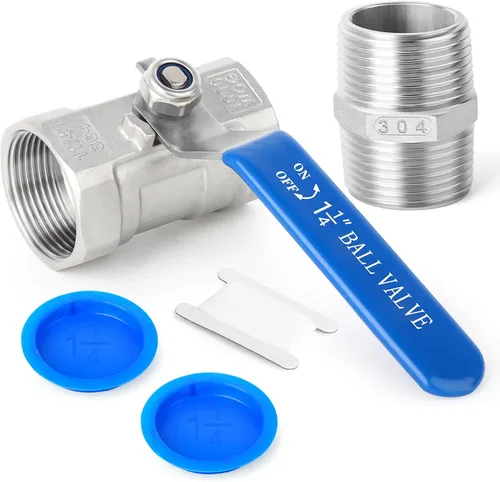 Miniatura 10 de TAISHER Kit de válvula de bola FNPT de 1 pulgada, acero inoxidable 304 con asas azules y pezón