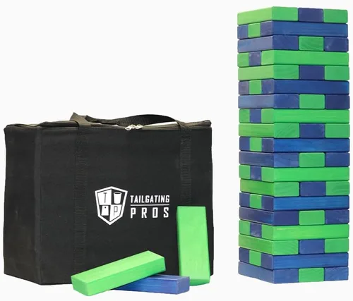 Miniatura 40 de Tailgating Pros Maderas Gigantes Premium que se Derrumban con Estuche de Transporte – ¡Elige los Colores de tu Equipo! Juego Gigante para Patio al
