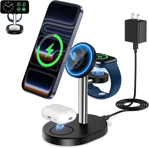 Miniatura 12 de Hevanto 25W 3 in 1 Super Fast Charging Station for Apple MagSafe Charger, Wireless Magnetic Mag-Safe Charger Stand for iPhone 17 16 15 14 13 12