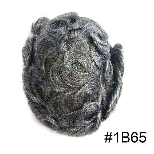 Miniatura 2 de Cabello humano para hombres, tupé, piezas de cabello humano europeo, todo en V, artesanía, 0.002 in, piel fina, sistemas de reemplazo de cabello