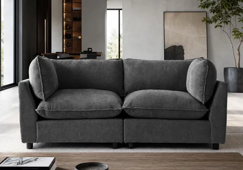 Miniatura 32 de Iroomy Oversized Modular Sectional Sofa, Chenille Cloud Couch, Deep Comfy Seat, 4-Seater Sofas, Couches, Living Room, Beige