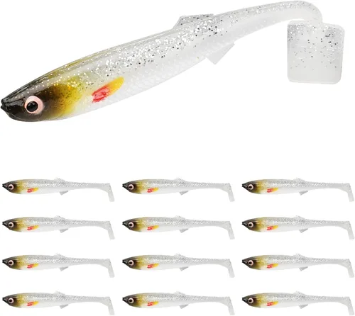 Miniatura 25 de TRUSCEND Shadtale Easy Catch Soft Fishing Lures with BKK Hooks - Trembly Sinking and Vibrating Swim for More Bites, Pre-Rigged Swimbaits for Bass
