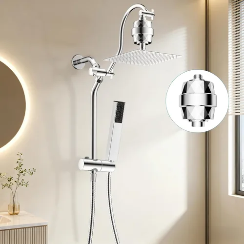 Miniatura 8 de Hibbent Filtro de ducha de alto rendimiento mejorado para agua dura, filtro de regadera de 20 etapas con vitamina C, elimina el cloro y el fluoruro