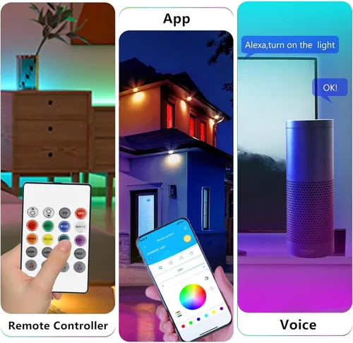 Miniatura 4 de GUPUP Luces LED WiFi de 50 pies, tira de luces LED controladas por aplicación inteligente, compatible con dispositivos Alexa y Google Assistant