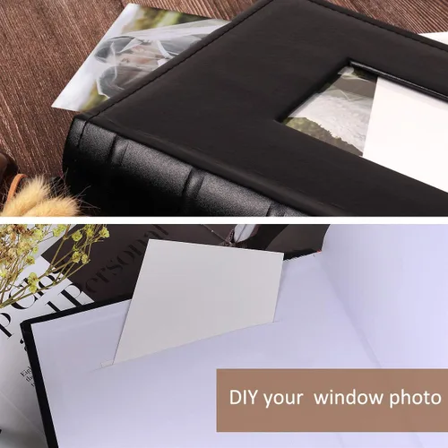 Miniatura 4 de RECUTMS - Álbum de fotos 4x6 con 300 fotos, cubierta de cuero cosido de primera calidad, álbum de fotos para grabaciones de memoria, álbumes