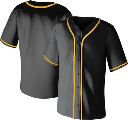 Miniatura 16 de Camisetas de béisbol en blanco para hombre, camisas de manga corta, estilo Hip Hop, deportivas, casuales, con botones, uniformes Hip Pop