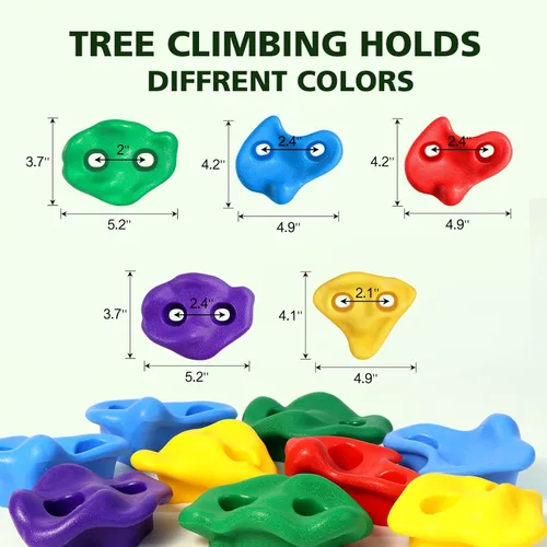 Miniatura 3 de TOPNEW 12 soportes para escalada de árboles ninja para niños escaladores, rocas de escalada para adultos con 6 correas de trinquete