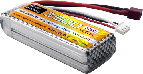 Miniatura 5 de 1PCS 7.4V 35C 3500mAh T Plug XT60 Plug Batería de litio para WLTYOS 104001 144010 144001 124007 124016 124017 124018 124019 MJX 14301 14301 144014
