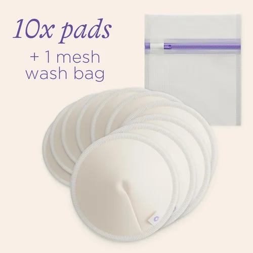 Miniatura 6 de Lansinoh Almohadillas de lactancia lavables, hechas con viscosa de bambú orgánica, almohadillas reutilizables para lactancia materna con bolsa