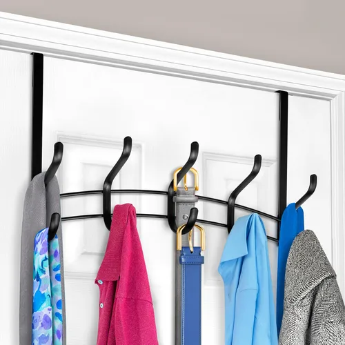 Miniatura 10 de LYNK Professional® Home™ Ganchos para Puerta - 9 Ganchos Colgador Sobre Puerta - Toallero Sobre Puerta - Para Colgar Toallas o Ropa - Baño, Negro