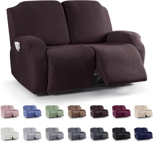 Miniatura 20 de KinCam Fundas para sillón reclinable, fundas elásticas para sillas reclinables, fundas para sofá reclinable de jacquard a rayas, protectores