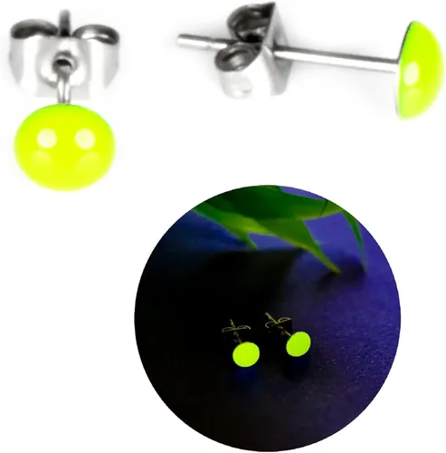 Miniatura 17 de Glow-in-the-Dark 5mm Round Stainless Steel Stud Earrings for Women, Teens & Girls Over 12 Years Old- Hypoallergenic, Flat Back Earrings, Handmade in