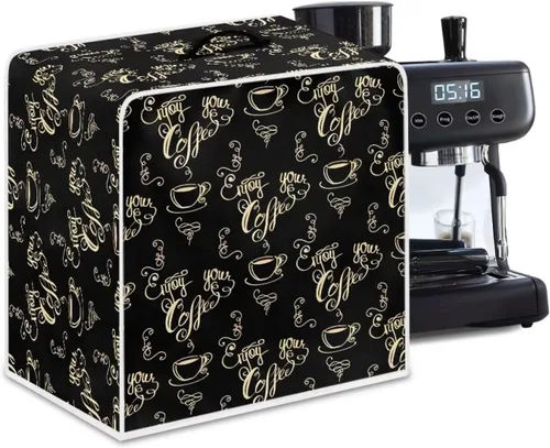 Miniatura 60 de Funda para cafetera, poliéster, azul, se adapta a la mayoría de máquinas de café estándar, protector resistente al polvo, huellas dactilares