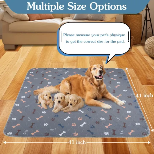Miniatura 3 de Almohadillas lavables para orina para perros, paquete de 2 almohadillas reutilizables de 41"x41", almohadillas impermeables para entrenamiento