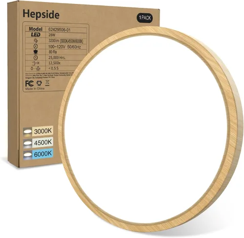 Miniatura 9 de hepside Paquete de 1 lámpara de techo LED de montaje empotrado, color negro, 12 pulgadas, 28 W, regulable 3000K-4500K-6000K, lámpara de techo de 3