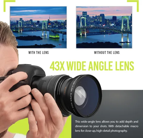 Miniatura 5 de Kit de lentes Ultra Deluxe para cámaras Canon Rebel T3, T5, T5i, T6, T6i, T7, T7i, EOS 80D, EOS 77D con lente Canon EF-S de 0.709-2.165 in es II.
