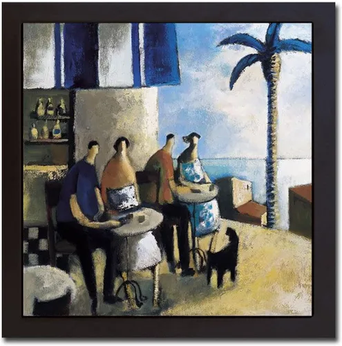 Dos Parejas (dos parejas) de Didier Lourenco Giclée de lona prémium envuelta en galería con marco flotante negro (20 x 20 pulgadas, tamaño