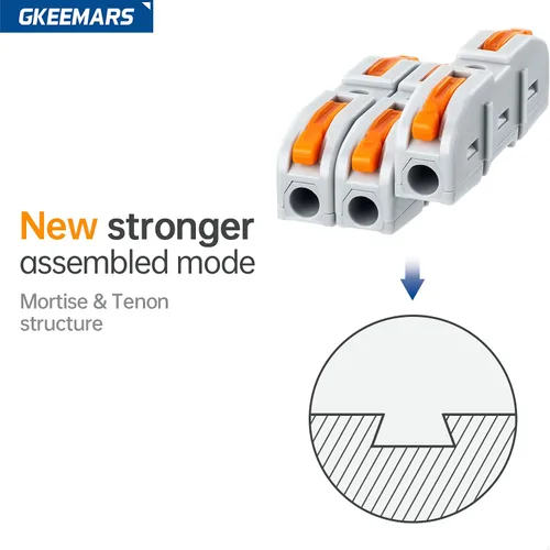 Miniatura 8 de 50 conectores de cable de palanca, 1 conductor compacto de empalme para circuito en línea 24-12 AWG (naranja)