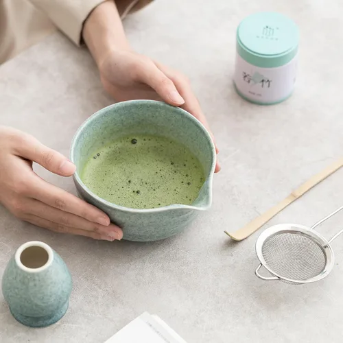 Miniatura 8 de Ochcahser Juego de juego de matcha, juego de batidor de matcha incluye cuenco y soporte de matcha, batidor de bambú matcha, cuchara y tamiz matcha
