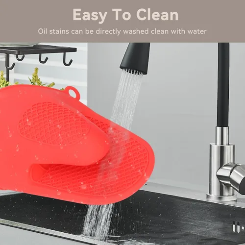 Miniatura 3 de 2 pares de guantes de silicona para horno, mini guantes de horno y mini manoplas de silicona antideslizantes para cocina, cocina y hornear (rojo)