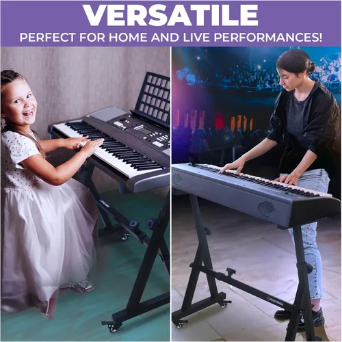 Miniatura 6 de Liquid Stands - Soporte para teclado con ruedas – Estilo Z ajustable y portátil, profesional, soporte resistente para piano digital en negro – Para