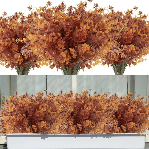 Miniatura 11 de RECUTMS - Flores artificiales, plantas artificiales, resisten los rayos ultravioleta, arbustos sintéticos, para interior y exterior, maceta
